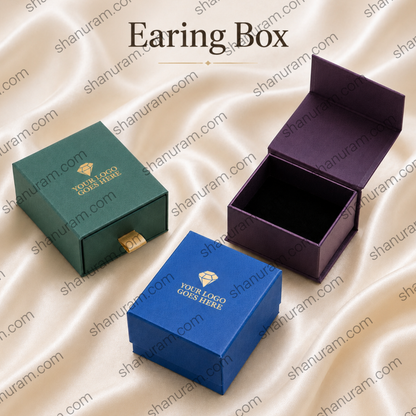 Premium Earring Box – Hard Cardboard Jewellery Gift Box | Customizable Logo | Magnetic & Slider Box | 3.25 x 2.5 x 1.5 Inches