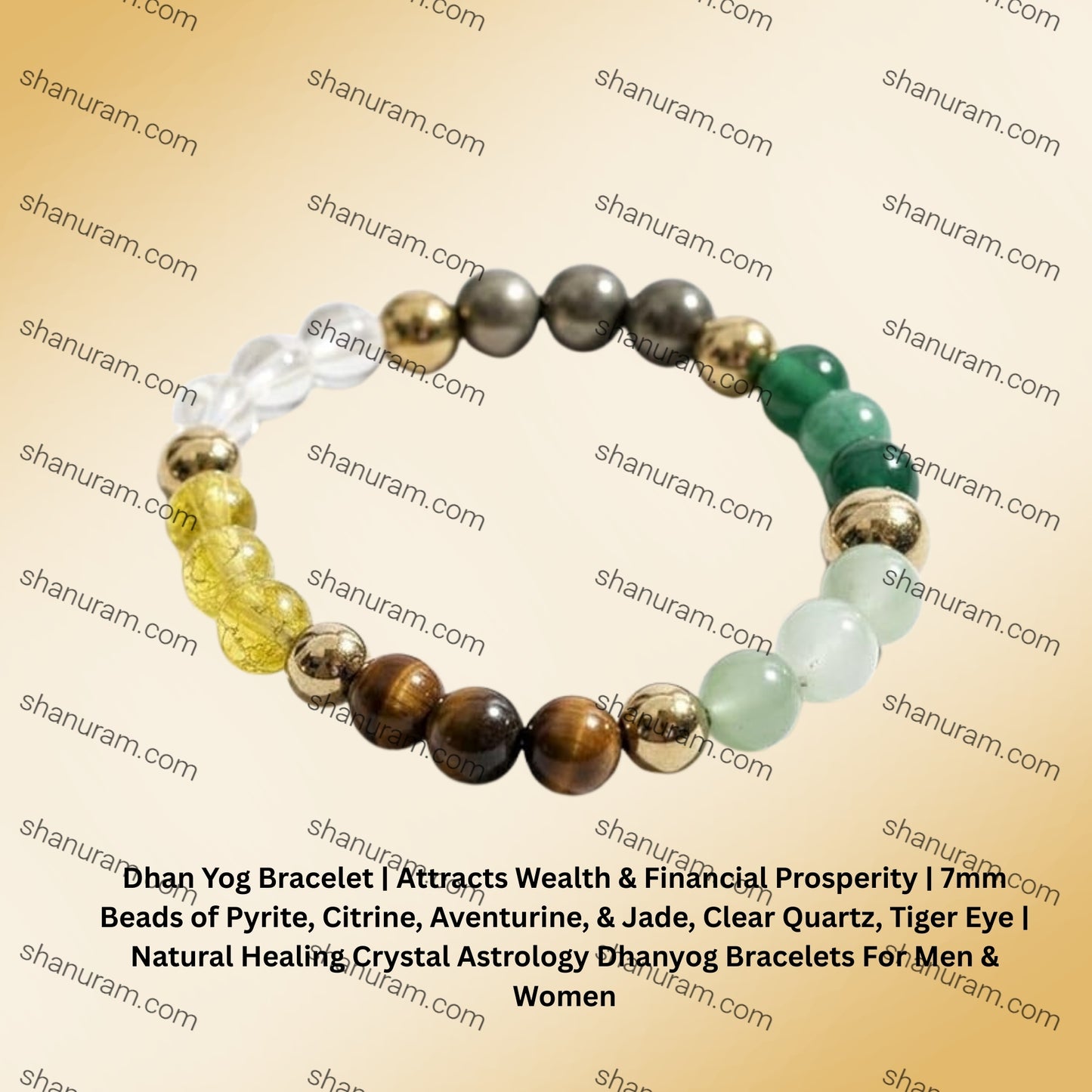 Dhan Yog Bracelet | Attracts Wealth & Financial Prosperity | Pyrite, Citrine, & Aventurine bracelet | Astrology Dhanyog Bracelet for Men & Women | Certificate of Authenticity