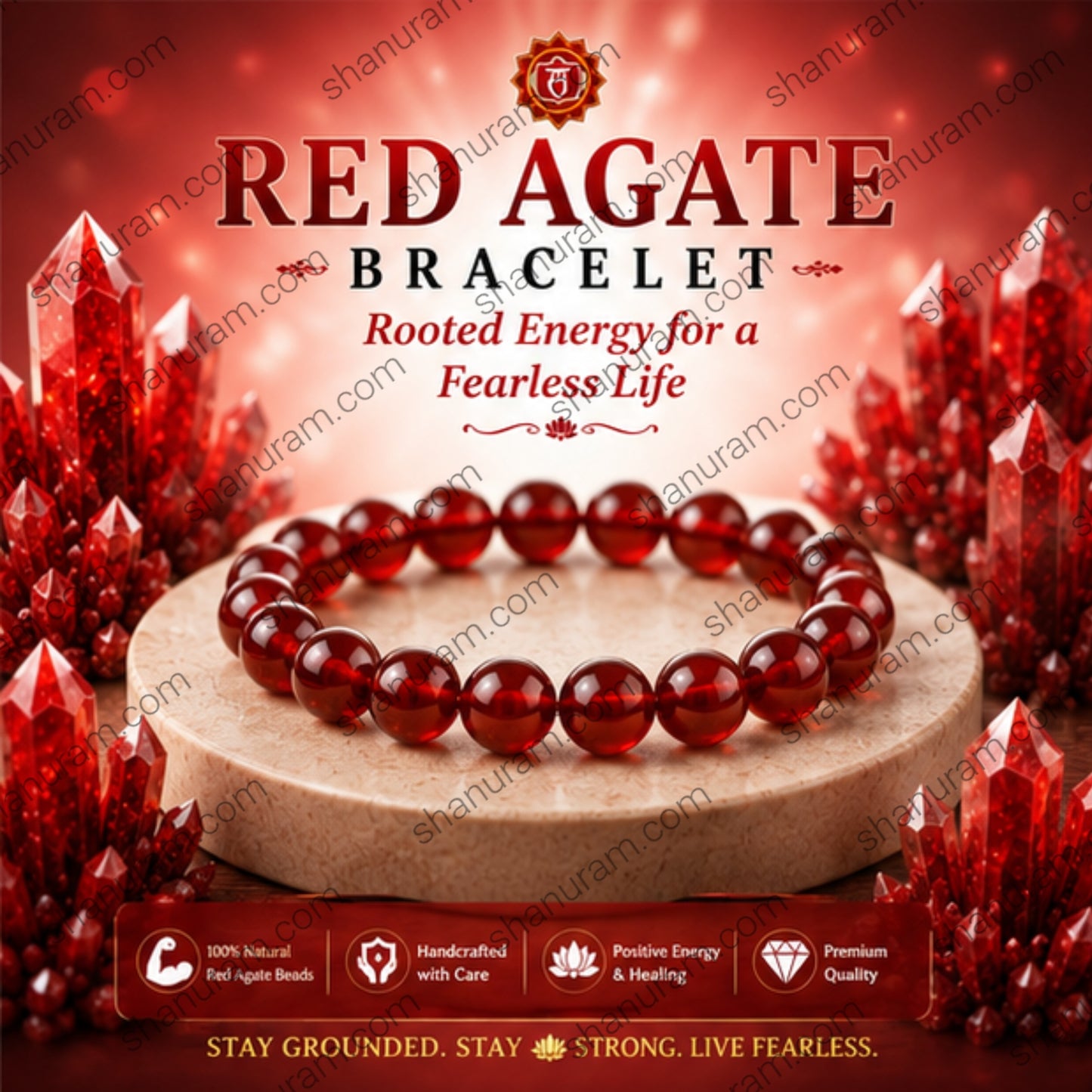 Natural Red Agate Bracelet – Strength, Courage, Protection & Grounding Crystal Beaded Bracelet