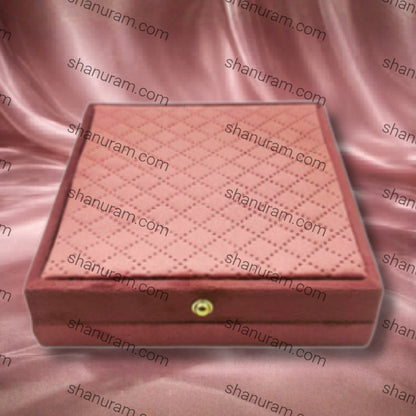 Pink Cuthley Texture Suede Fabric Small Necklace set LED Light Box