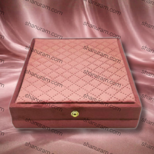 Pink Cuthley Texture Suede Fabric Small Necklace set LED Light Box