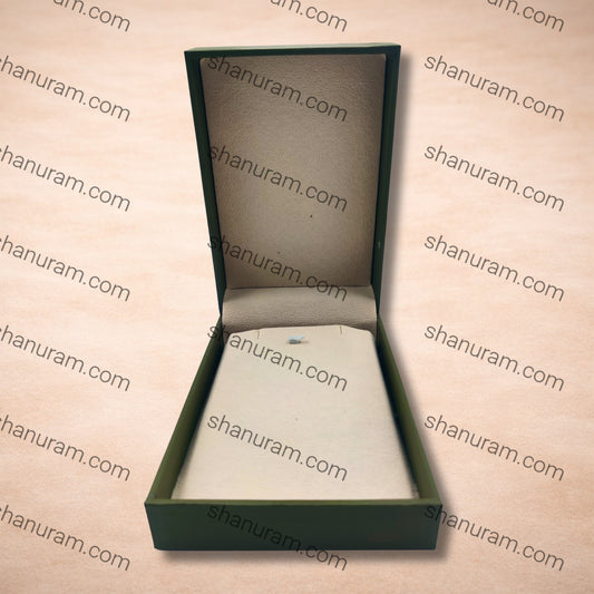 Classic Green Finish Pendant Box with Soft Cream Suede Interior
