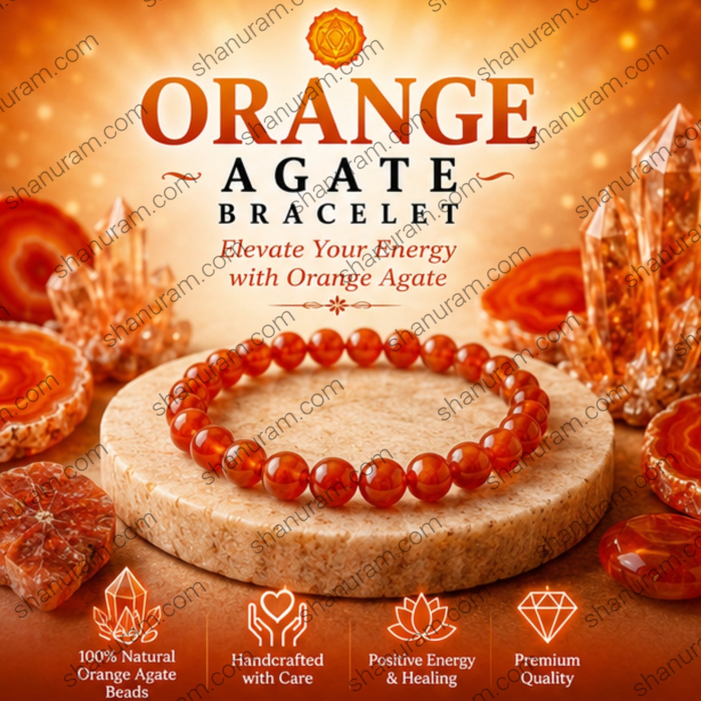 Natural Orange Agate Bracelet – Energy, Confidence, Motivation & Positive Energy Bracelet