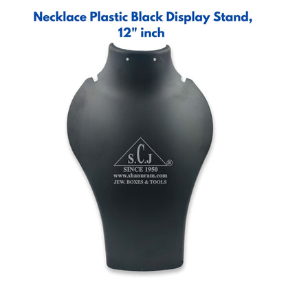 Necklace Plastic Black Display Stand, 12" inch