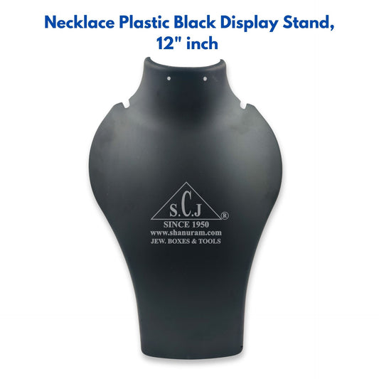 Necklace Plastic Black Display Stand, 12" inch