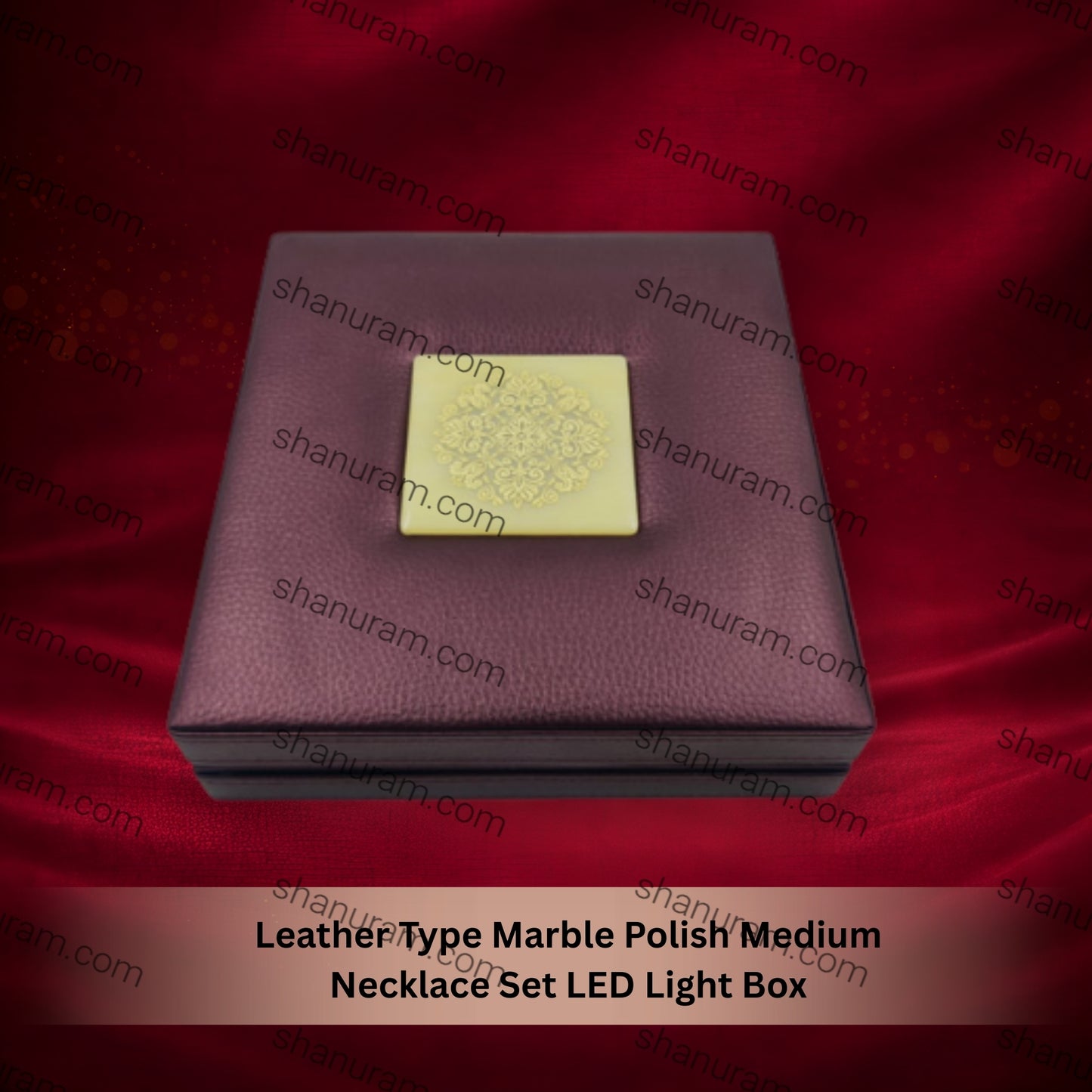 Leather Type Marble Polish Medium Necklace Set LED Light Box