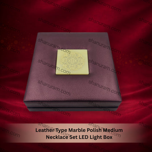Leather Type Marble Polish Medium Necklace Set LED Light Box
