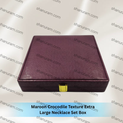 Maroon Crocodile Texture Extra Large Necklace Set Box