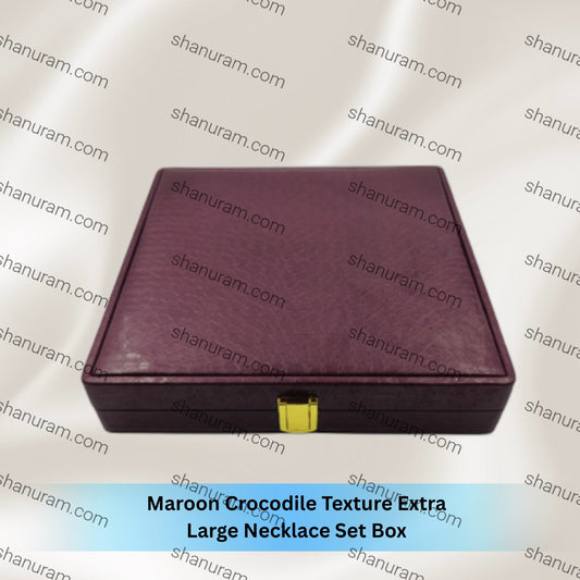 Maroon Crocodile Texture Extra Large Necklace Set Box