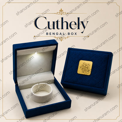 Premium Blue Velvet LED Ring Box with White Suede Interior | Luxury Jewelry Gift Box | 4 x 4 x 2 Inch