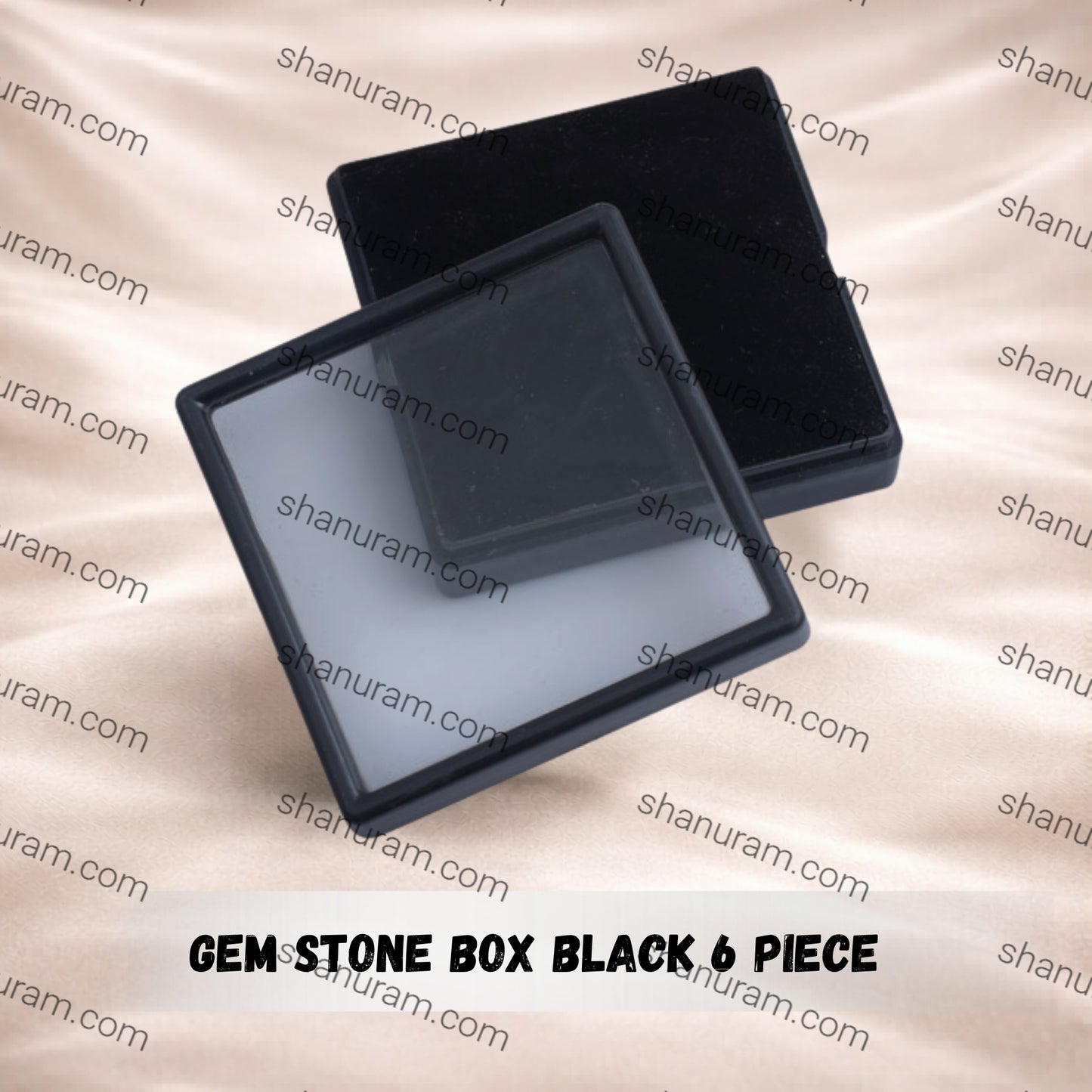 Gem Stone Box Black 6 piece/pack 3.5*3.5 (inch)