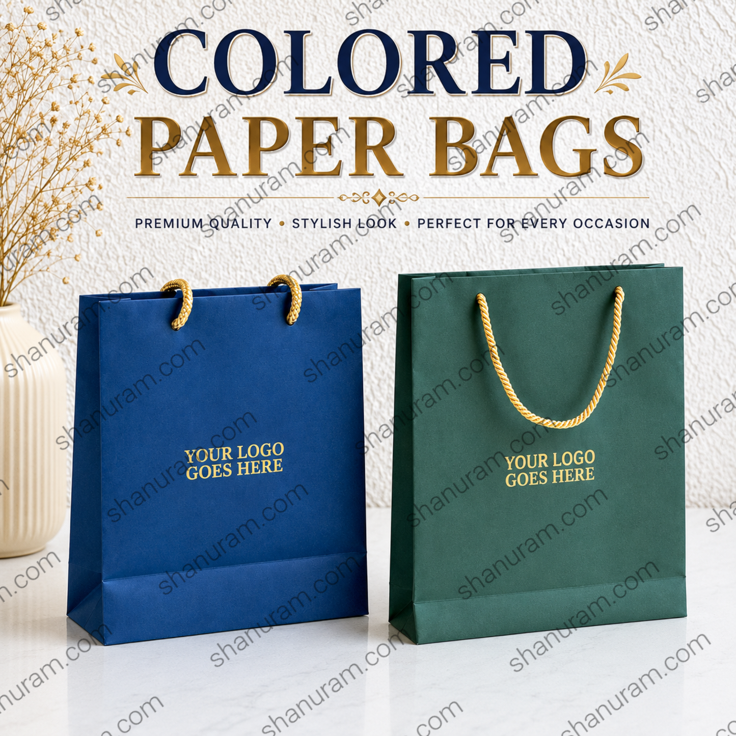 Premium Colored Paper Gift Bags with Rope Handles | Small (6×7×2") & Big (9×12×2.25") | Luxury Paper Carry Bags