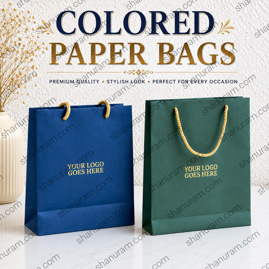 Premium Colored Paper Gift Bags with Rope Handles | Small (6×7×2") & Big (9×12×2.25") | Luxury Paper Carry Bags