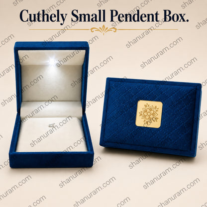 Cuthely Small Pendant Jewelry Box | Premium Blue Velvet Gift Box with Soft White Suede Interior | 4 x 4 x 2 Inch