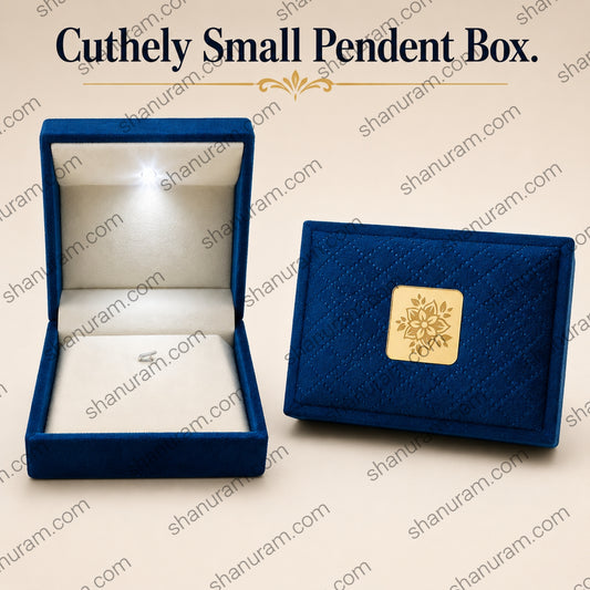 Cuthely Small Pendant Jewelry Box | Premium Blue Velvet Gift Box with Soft White Suede Interior | 4 x 4 x 2 Inch