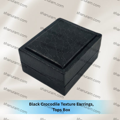 Black Crocodile Texture Earrings, Tops Box
