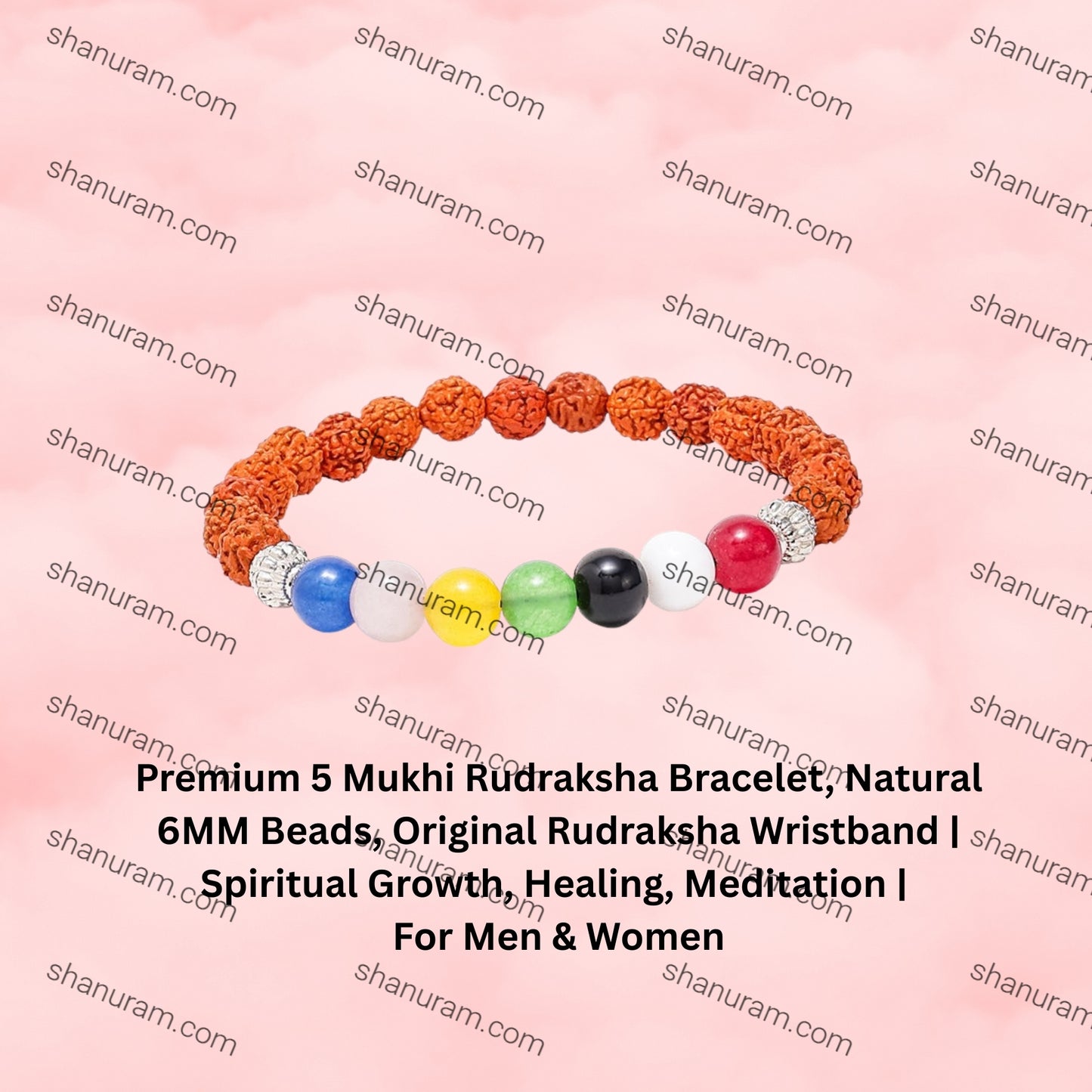 Premium 5 Mukhi Rudraksha Bracelet, Natural 6MM Beads, Original Rudraksha Wristband | Spiritual Growth, Healing, Meditation