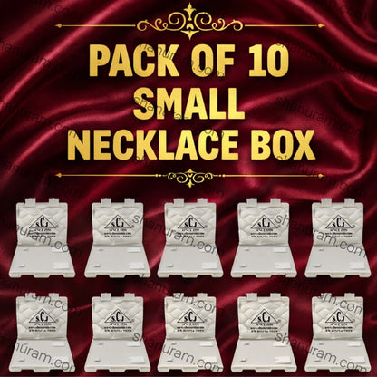 SCJ Small Necklace Box – Off-White Plastic Jewelry Box with White Cloth Lining (Pack of 10)