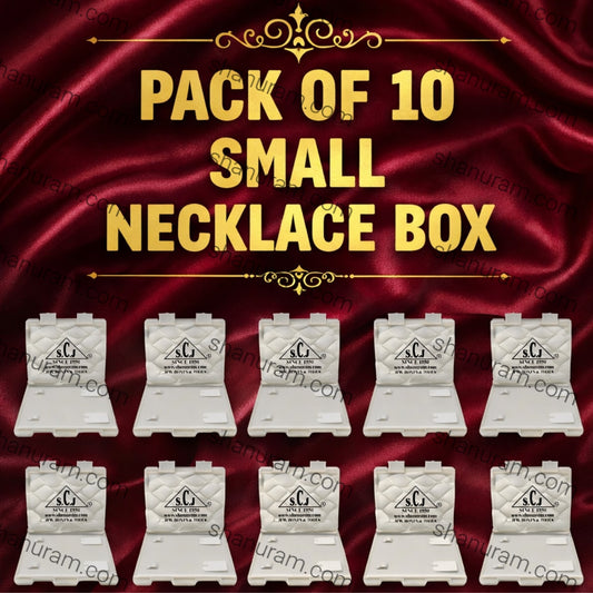 SCJ Small Necklace Box – Off-White Plastic Jewelry Box with White Cloth Lining (Pack of 10)