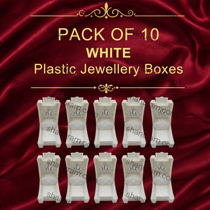 SCJ Ring Box – Pack of 10 Off White Plastic Jewellery Boxes with White Cloth Lining