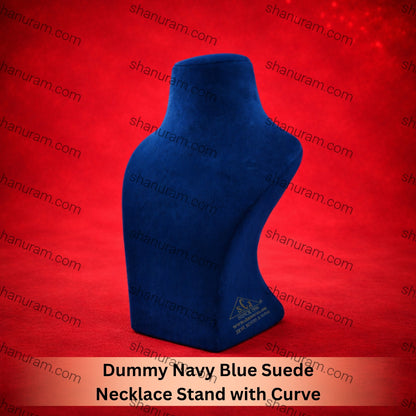 Dummy Navy Blue Suede Necklace Stand with Curve