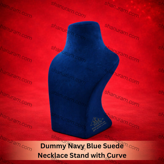 Dummy Navy Blue Suede Necklace Stand with Curve