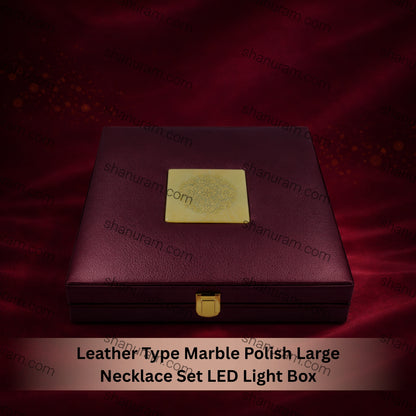Leather Type Marble Polish Large Necklace Set LED Light Box