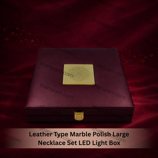 Leather Type Marble Polish Large Necklace Set LED Light Box
