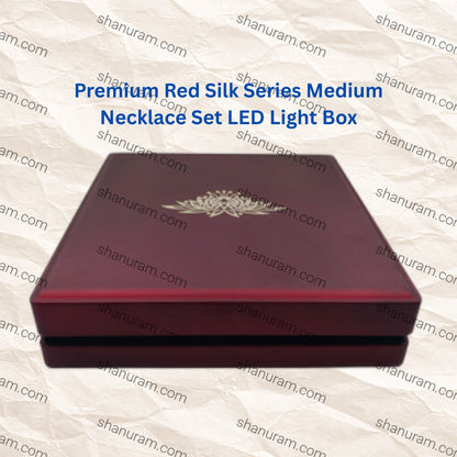 Premium Red Silk Series Medium Necklace Set LED Light Box