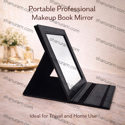 Portable Proffessional Make up Book Mirror With Sturdy Balck Rexine Frame