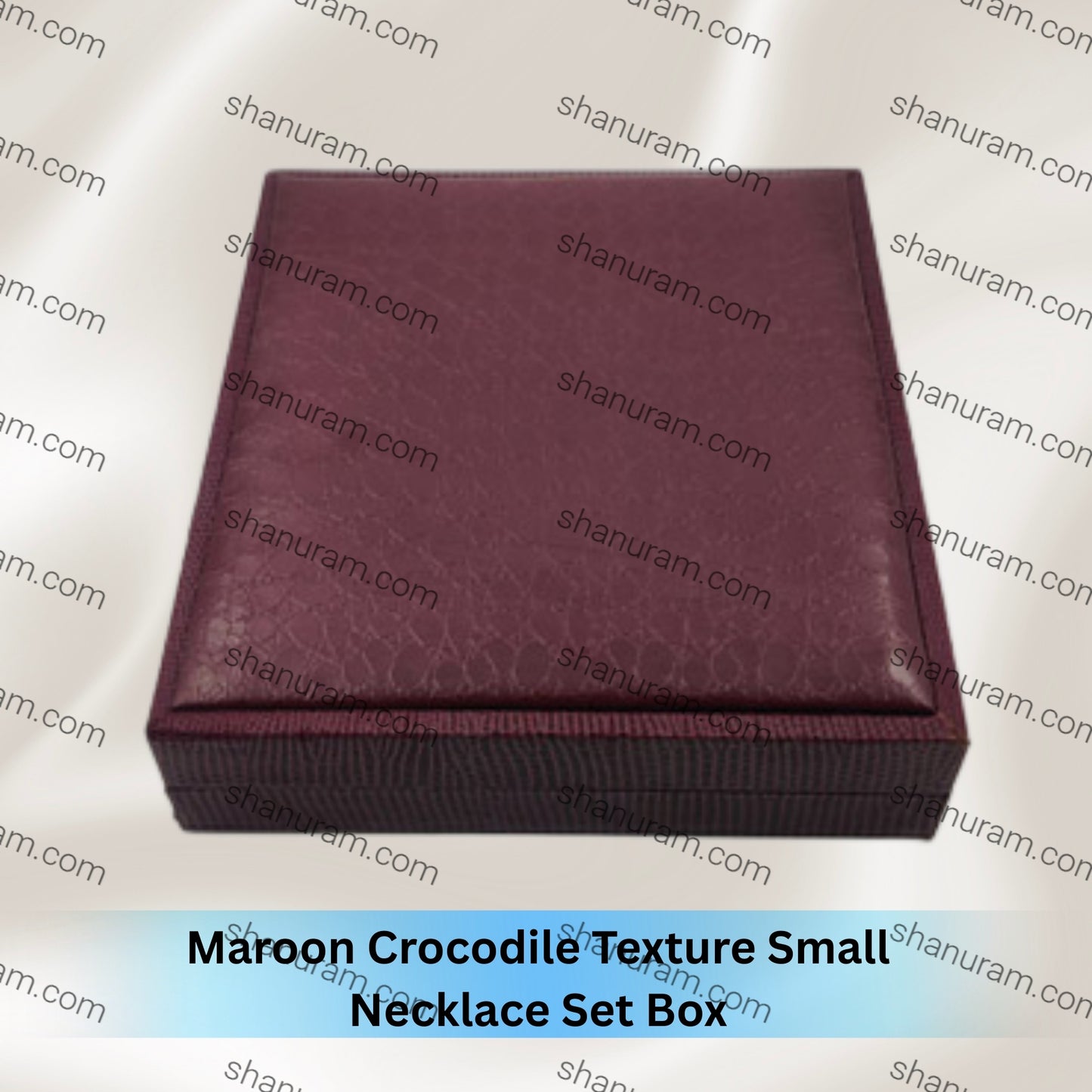 Maroon Crocodile Texture Small Necklace Set Box