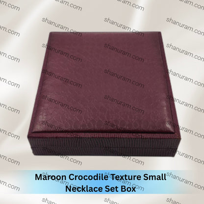 Maroon Crocodile Texture Small Necklace Set Box