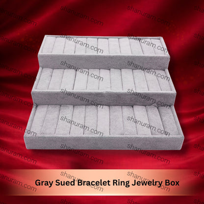 Gray Sued Bracelet Ring Jewelry Box