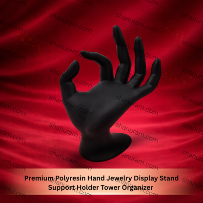 Premium Polyresin Hand Jewelry Display Stand Support Holder Tower Organizer for Bracelet Necklace Watch Ring,Black