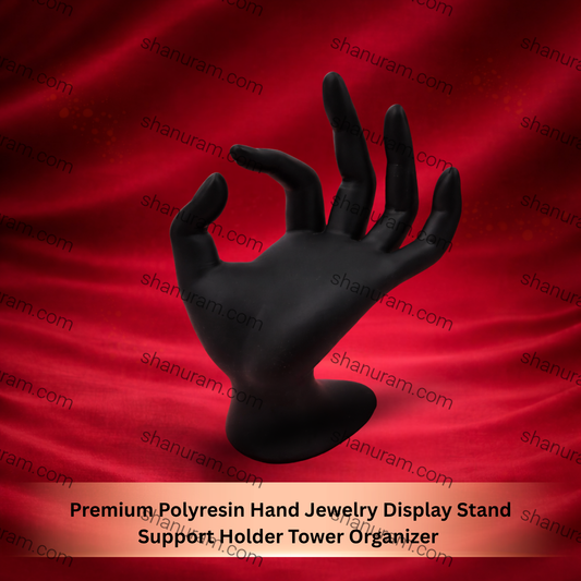 Premium Polyresin Hand Jewelry Display Stand Support Holder Tower Organizer for Bracelet Necklace Watch Ring,Black