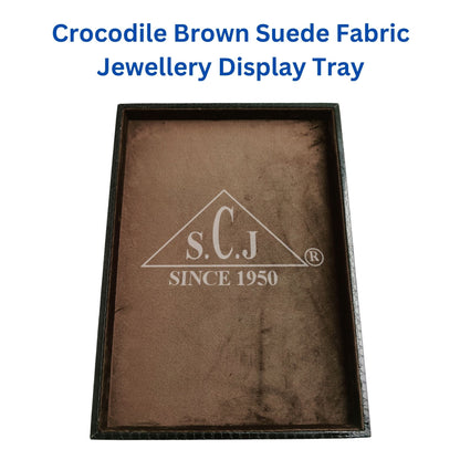Crocodile Brown Suede Fabric Jewellery Display Tray
