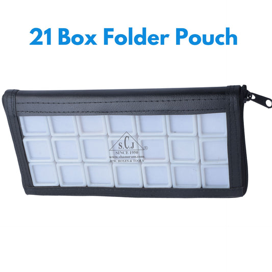 Jewelry bag display carry bag for 21 pcs of glass top 3x3 cm size box with cover zipper | 21 Box Folder Pouch