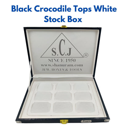 Tops \ Earrings Black Crocodile White Stock Box | Ear-ring Stock Box | Tops Stock Box