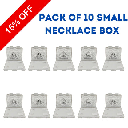SCJ Small Necklace Box – Off-White Plastic Jewelry Box with White Cloth Lining (Pack of 10)