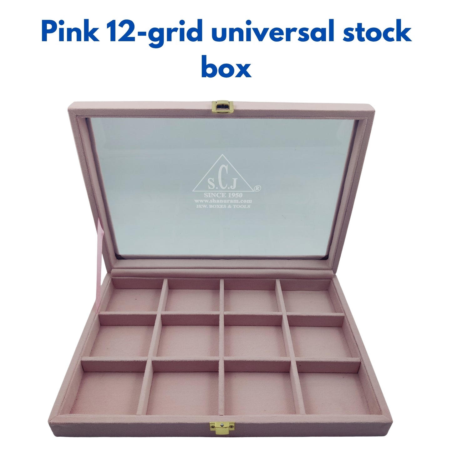 Pink Suede Fabric 12- Grid Universal Stock Display Box