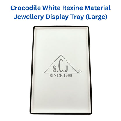 Crocodile White Rexine Fabric Jewellery Display Tray( Large)