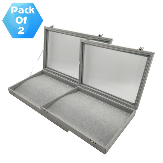 Pack of 2 – Grey Suede Chain Display Boxes | Chain Stock Display Box