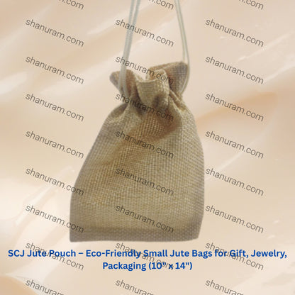SCJ Jute Pouch – Eco-Friendly Small Jute Bags for Gift, Jewelry, Packaging (10 x 14 cm, 50 pcs)