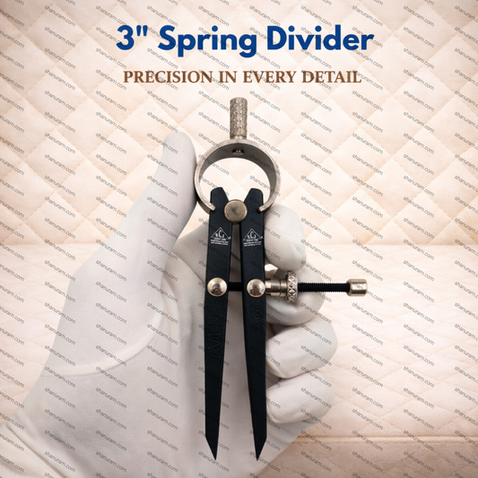 SCJ 3" Spring Divider | Spring Adjustable Compass Divider 3" Fine Point Black Powder Coated Precision Multi Vise Tool