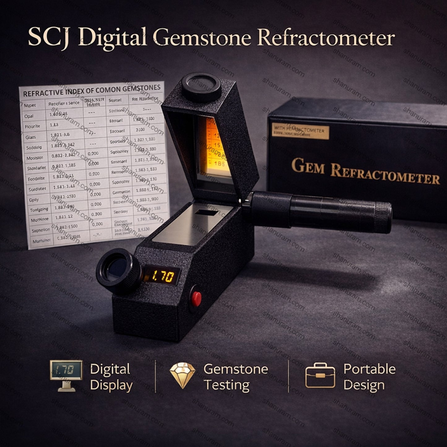 SCJ Digital Gemstone Refractometer for Measuring Refractive Index