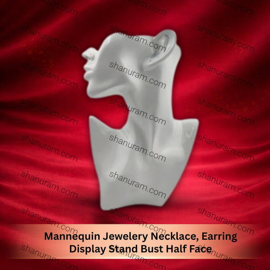 Mannequin Jewelery Necklace, Earring Display Stand Bust Half Face