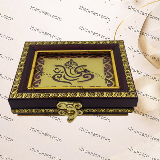 5g Red Wooden 2-Coin Rectangle Box | 5g Silver/Gold 2-Sikka Rectangle Box Holder | 5g 2-Ginni Rectangle Box