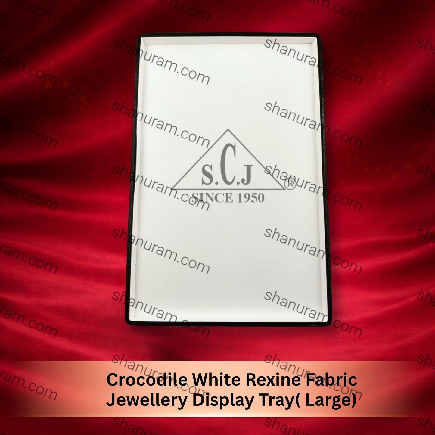 Crocodile White Rexine Fabric Jewellery Display Tray( Large)