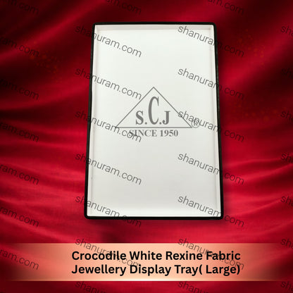 Crocodile White Rexine Fabric Jewellery Display Tray( Large)