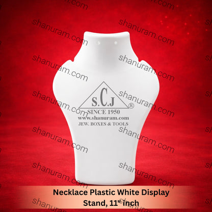 Necklace Plastic White Display Stand, 11" inch